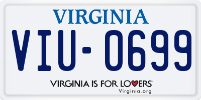 VA license plate VIU0699