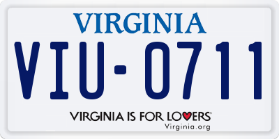 VA license plate VIU0711