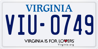 VA license plate VIU0749