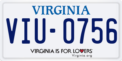 VA license plate VIU0756