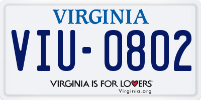 VA license plate VIU0802