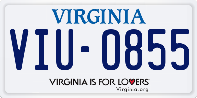 VA license plate VIU0855