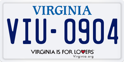 VA license plate VIU0904