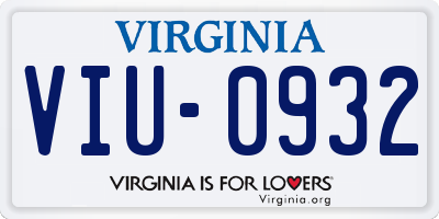 VA license plate VIU0932