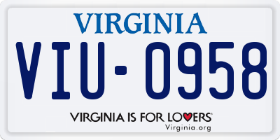 VA license plate VIU0958