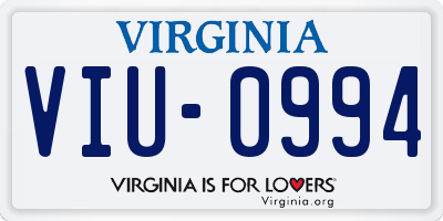 VA license plate VIU0994