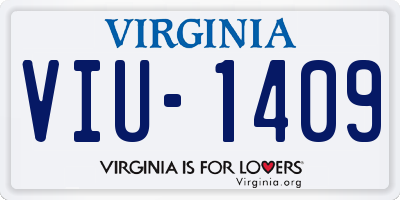 VA license plate VIU1409