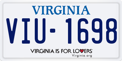 VA license plate VIU1698