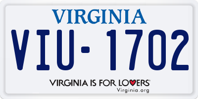 VA license plate VIU1702