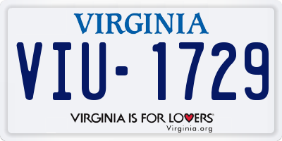 VA license plate VIU1729