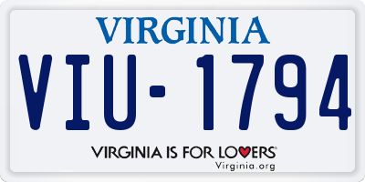 VA license plate VIU1794