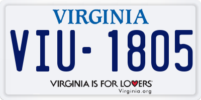 VA license plate VIU1805