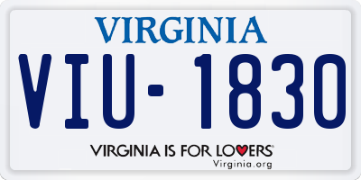 VA license plate VIU1830
