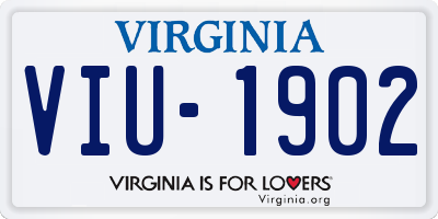 VA license plate VIU1902
