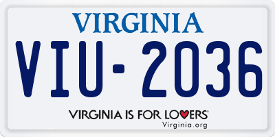 VA license plate VIU2036