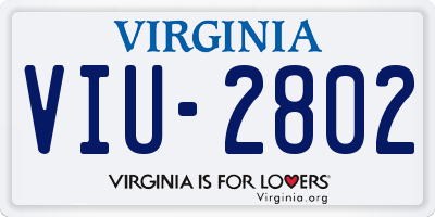 VA license plate VIU2802