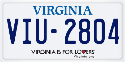 VA license plate VIU2804