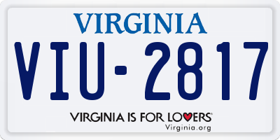 VA license plate VIU2817