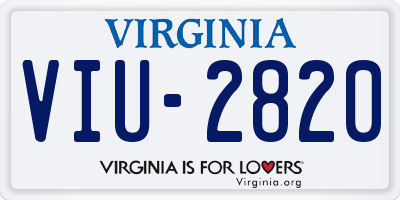 VA license plate VIU2820