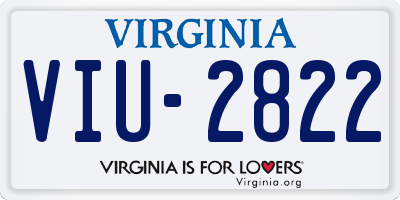 VA license plate VIU2822