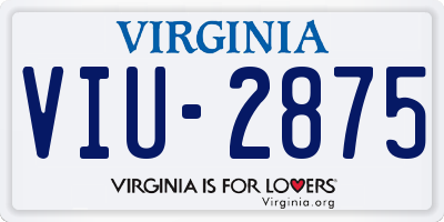 VA license plate VIU2875