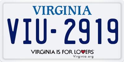 VA license plate VIU2919