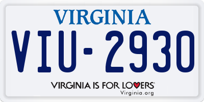 VA license plate VIU2930