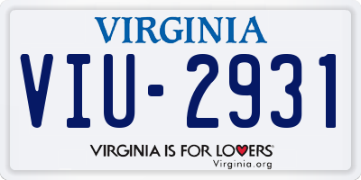 VA license plate VIU2931