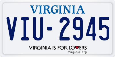 VA license plate VIU2945