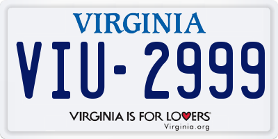 VA license plate VIU2999