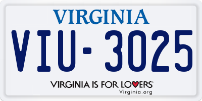 VA license plate VIU3025