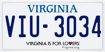 VA license plate VIU3034
