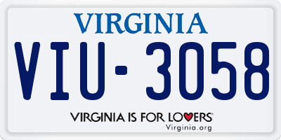 VA license plate VIU3058