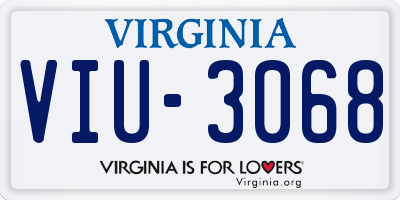 VA license plate VIU3068
