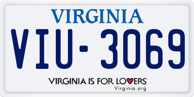 VA license plate VIU3069