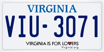 VA license plate VIU3071