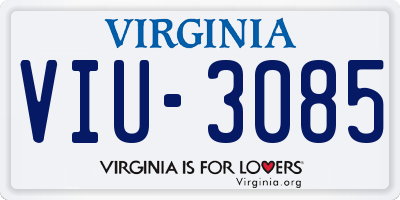 VA license plate VIU3085