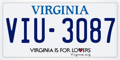 VA license plate VIU3087