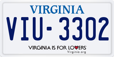 VA license plate VIU3302