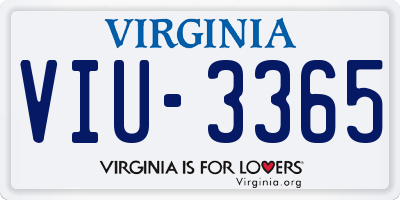VA license plate VIU3365