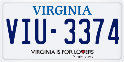 VA license plate VIU3374