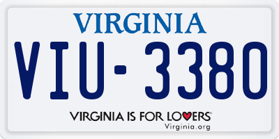 VA license plate VIU3380