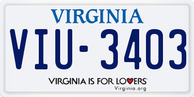 VA license plate VIU3403