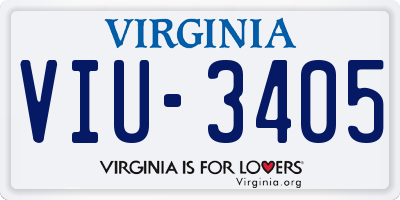 VA license plate VIU3405