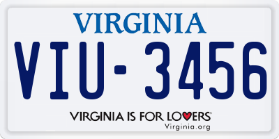 VA license plate VIU3456