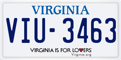 VA license plate VIU3463