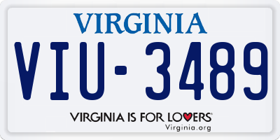 VA license plate VIU3489