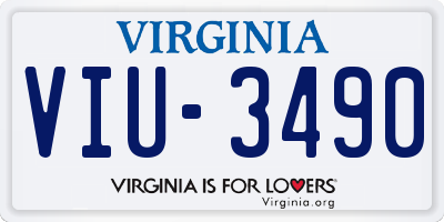 VA license plate VIU3490
