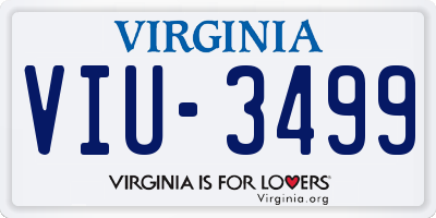 VA license plate VIU3499