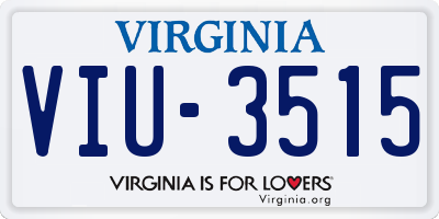 VA license plate VIU3515
